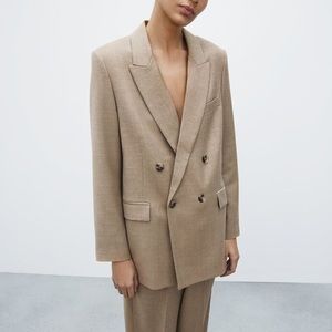 NWOT Zara Limited Edition Double Breasted Wool Blazer in Camel